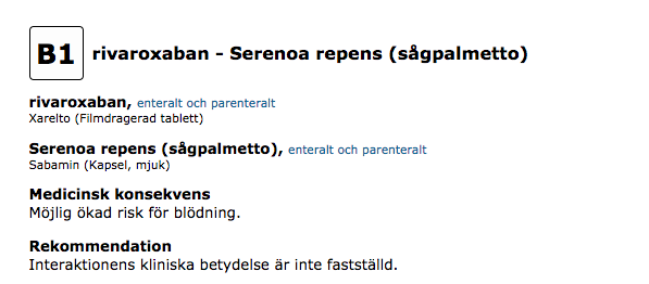 Ja, Sabamin och Xarelto kan möjligen krocka med varandra.